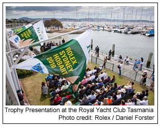Trophy Presentation at the Royal Yacht Club Tasmania, Photo credit: Rolex / Daniel Forster